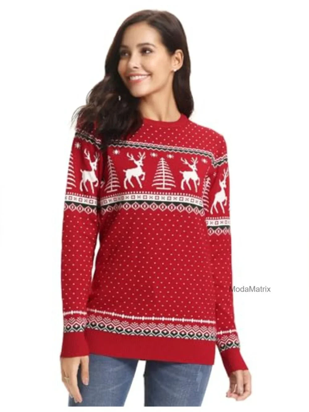 Cozy Knit Christmas Pullover Sweater Long Sleeve Crewneck
